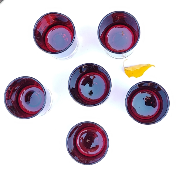 6 vintage Luminarc Cavalier Shot Glasses | Ruby Red ♥️ - Picture 2 of 7